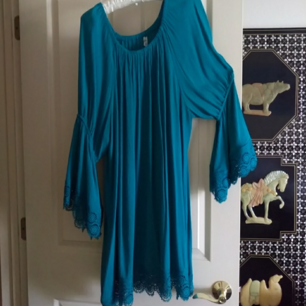 Turquoise boho gauzey dress